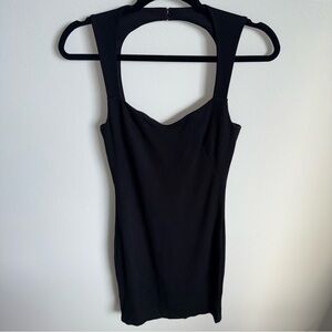 L'AGENCE Black Fitted Bodycon Dress, Midi, Sleeveless, Swoop Neck, Small Petite